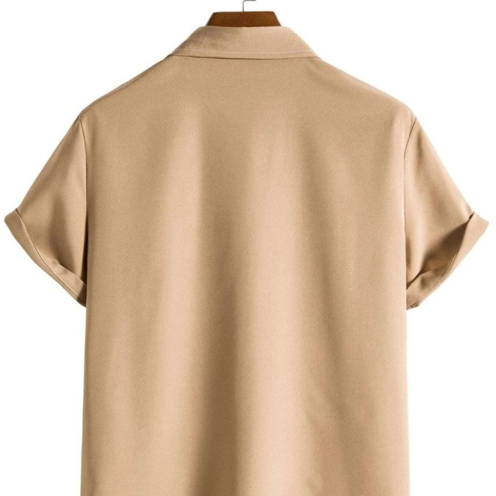 Casual Khaki Men's Leopard Print Shirt - Picture 3 of 8